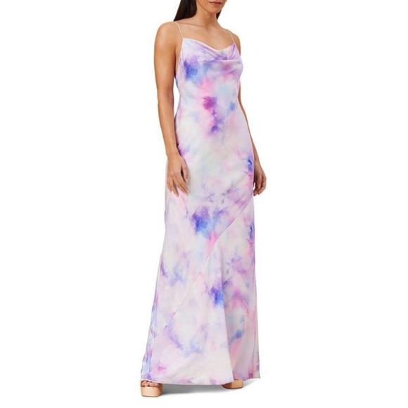 Aidan by Aidan Mattox Dresses & Skirts - Aidan by Aidan Mattox Pastel Tie-Dye Cowl Neck Maxi Dress Gown Size 6 NWT